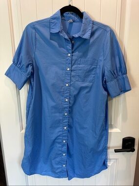 Old Navy Blue Short-Sleeve Mini Dress Shirt